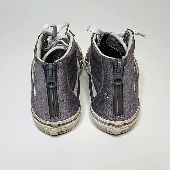 Silver Glitter Kids Sk8Hi vans - Picture 3 of 5